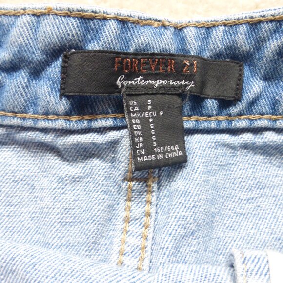 FOREVER 21 distressed asymmetrical button up denim skirt - Picture 2 of 3